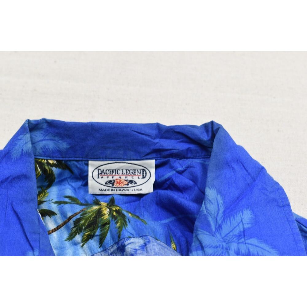 Pacific Legend Men's Regular Size M Blue Hawaiian Button Up Shirt - Picture 2 of 8